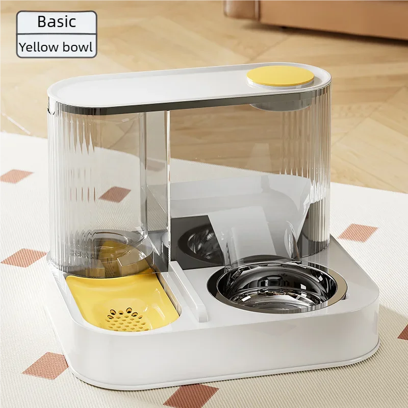 2 In 1 Stainless Steel Automatic Pet Feeder And Water Dispenser Double Bowl Anti Leakage Food Water Bowl For Cats And Dogs