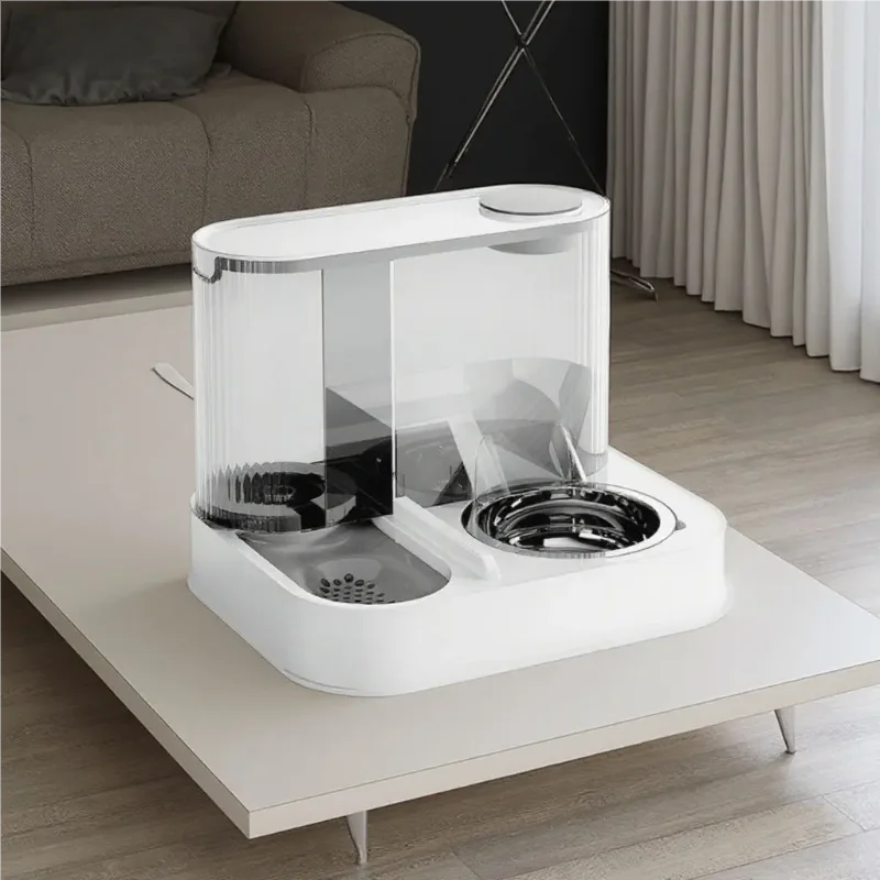 2 In 1 Stainless Steel Automatic Pet Feeder And Water Dispenser Double Bowl Anti Leakage Food Water Bowl For Cats And Dogs