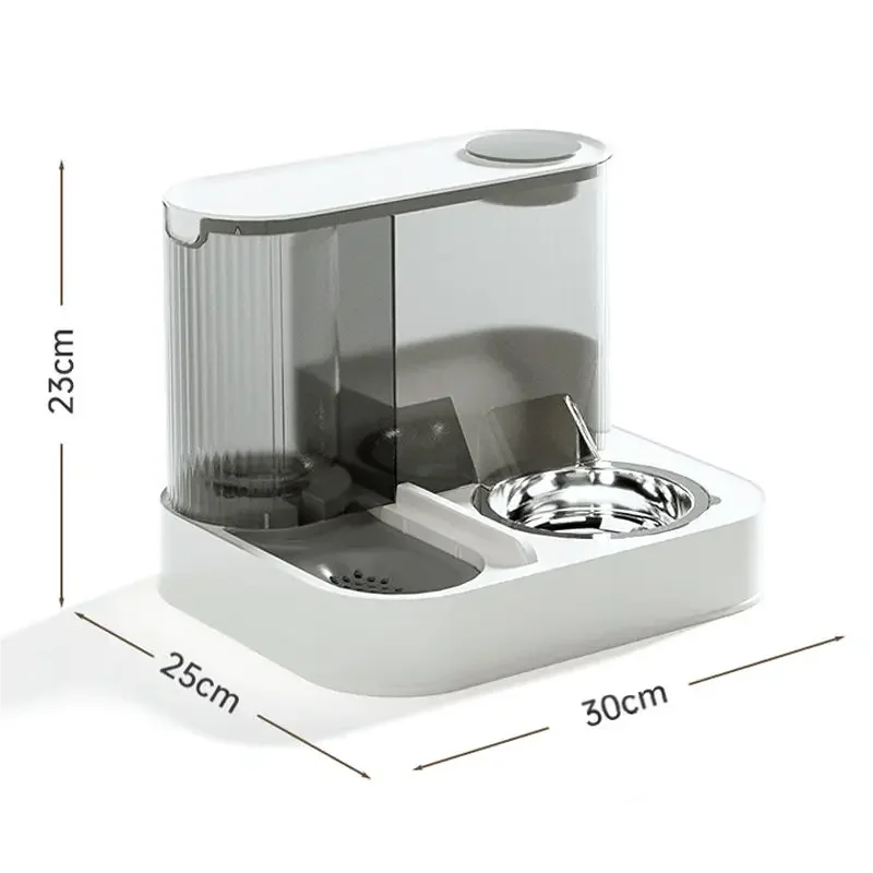 2 In 1 Stainless Steel Automatic Pet Feeder And Water Dispenser Double Bowl Anti Leakage Food Water Bowl For Cats And Dogs